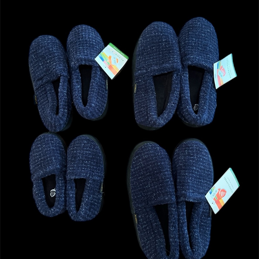 Acorn Blue Slippers Cozy Slip-On House Shoes